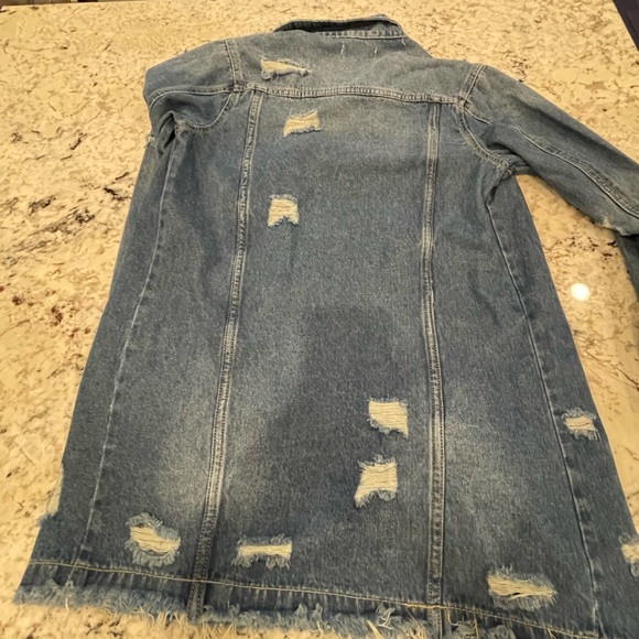Distressed Long denim jacket - Picture 14 of 14